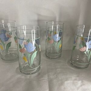Vintage 4 Corelle Corning Friendship 5 7/8" Tumblers Beverage Drinking Glasses